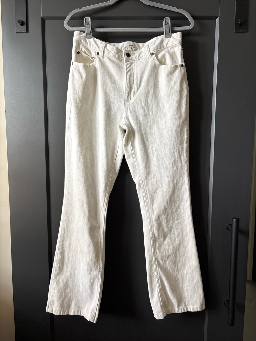 L.L. Bean Classic Fit White Flare-Leg Jeans